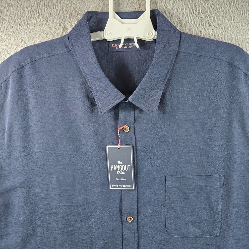 NEW Roundtree &‎ Yorke Shirt Men 4XT Short Sleeve Button Up Dark Navy
